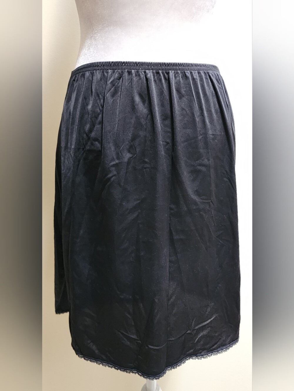 Vintage Vanity Fair Black Midi Half Slip Skirt Size M